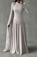 Venicia Modest evening dress- Stone