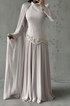Venicia Modest evening dress- Stone