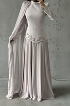 Venicia Modest evening dress- Stone