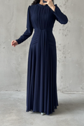 Celeste Modest Evening Dress- Navy Blue