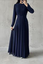 Celeste Modest Evening Dress- Navy Blue