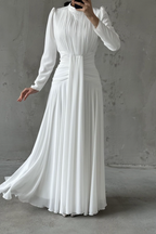 Celeste Modest Evening Dress- White