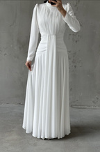 Celeste Modest Evening Dress- White