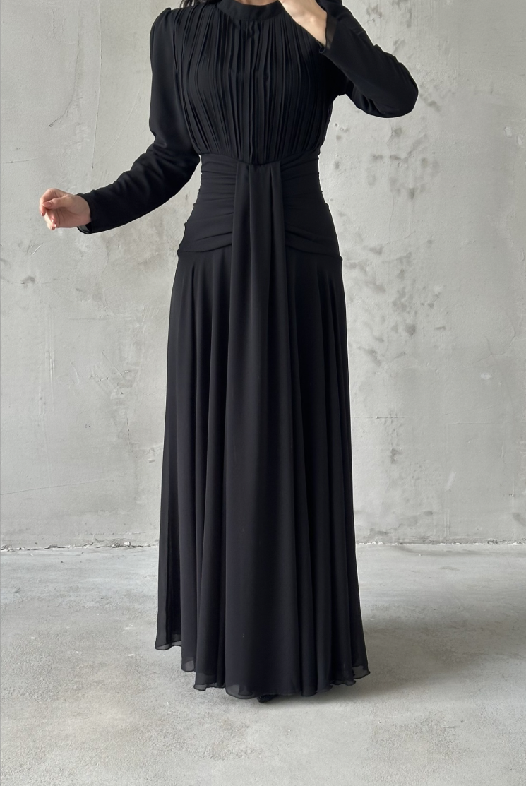 Celeste Modest Evening Dress- Black