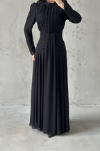 Celeste Modest Evening Dress- Black