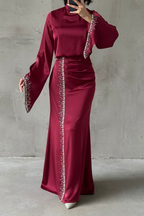Jamila Modest evening dress- Burgundy