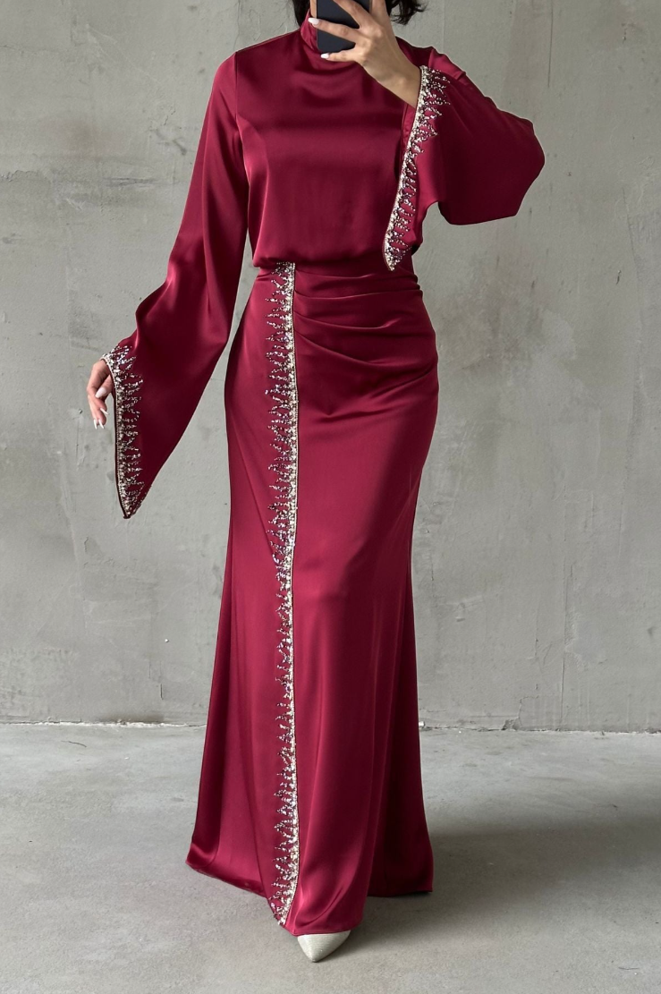 Jamila Modest evening dress- Burgundy