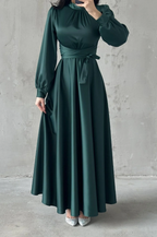 Amira Wrap Evening Dress- Emerald