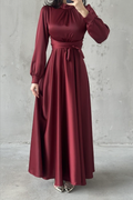 Amira Wrap Evening Dress- Burgundy