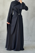 Luna Modest Evening Dress- Black