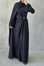 Luna Modest Evening Dress- Black