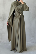 Luna modest evening dress- khaki