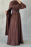 Luna Modest Evening Dress- Brown